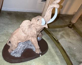 Vintage Elephant Figurine on Wooden Base