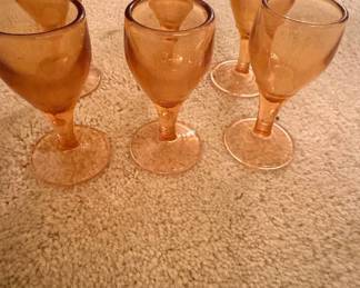 Set of Amber Glass Cordial Glasses