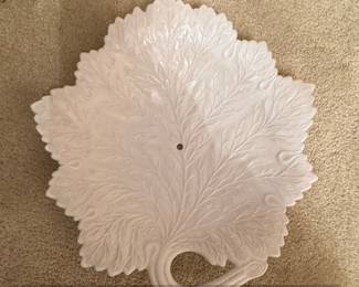 Fenton Milk Glass LeafShaped Serving Platter