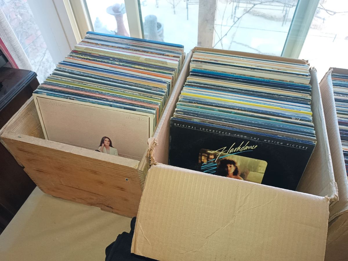 2 of the 4 boxes of vinyl
