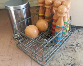 Vintage wooden 9 pins set