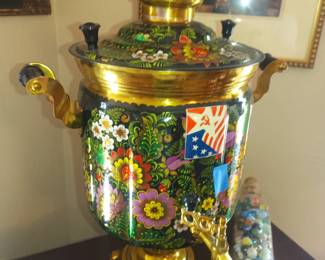 Exquisite russian samovar with laquer
