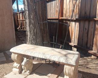 Stone bench and bunny