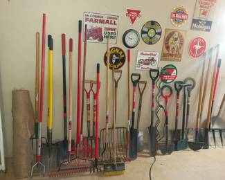 Yard tools and tin signs