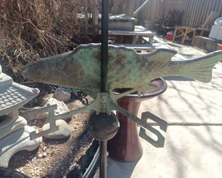 Antique copper fish weathervane
