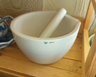 Coors pottery mortar and pestle