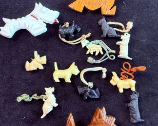 Scottish Terrier Pins  Vintage Celluloid Cracker Jack Charms 