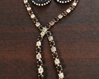 Black and White Rhinestone Choker Necklace  Bracelet Set. 