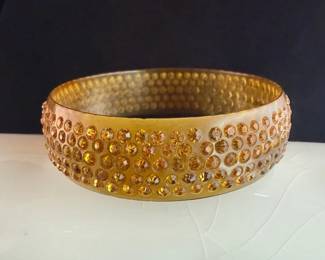 Deco Celluloid Rhinestone Bangle
