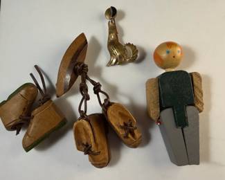 Wooden  Metal Pins,  Wooden Figurine