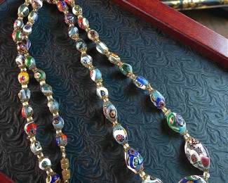 Venetian Murano Millefiori Glass Bead Necklace
