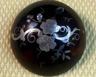 Tortoise, Sterling  Mother Of Pear Inlaid Pin 