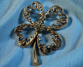 Sterling Nettie Rosenstein 4 Leaf Glover Brooch