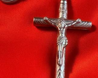 Vintage Crucifix Whistle  3 Piece Interlocking Silver Ring