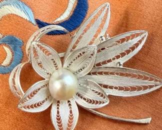 China Silver Filagree Brooch