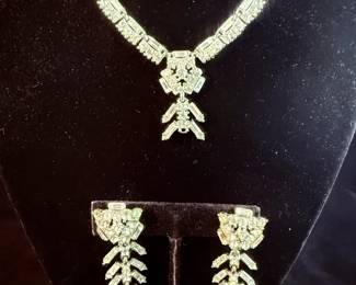 1950s Bogoff Art Deco Inspired Crystal Jewelry Set