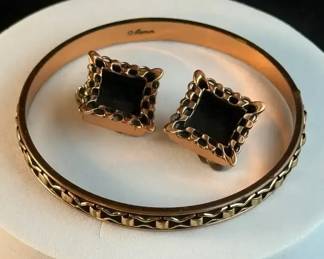 Renoir Copper Bangle And Clipon Earrings