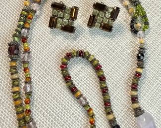 Glass Beads Rhinestones  Natural Amethyst Jewelry