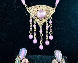 Art Nouveau Style West Germany Necklace  Clip0n Earrings