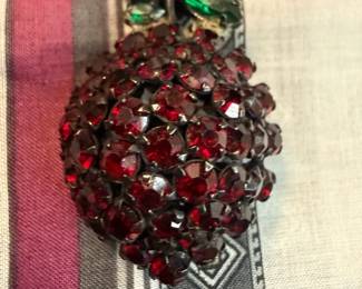 Joseph Warner Glass Faceted Cherry Brooch