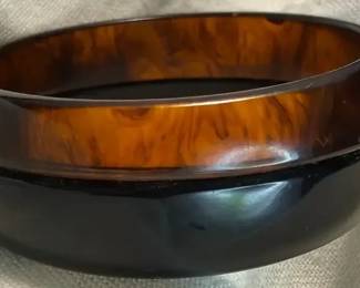 Vintage Bakelite Celluloid TortoiseAmber Bangle  Sterling Ring Ring  Clipons 