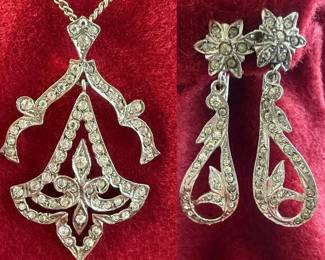 Belle Epoque Style Sterling Rhinestone Set