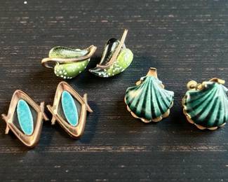 Renoir Matisse Enameled ClipOn Earrings