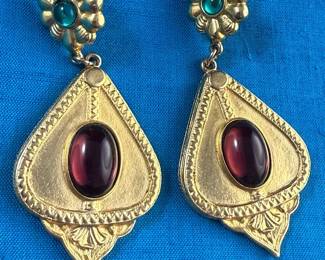 Vintage Ben Amun Byzantium Style Brush Gold Clipon Earrings 