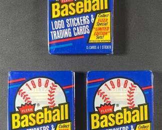 1988 Fleer MLB Packs 3 Total with 15 cards 1 sticker in each pack.