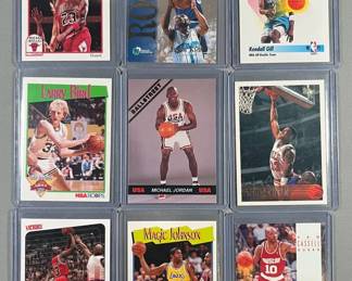NBA Collectibles Lot 1 9 Cards including Jordan, Magic, Bird and some Rookies.