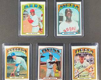 1972 Topps MLB Lot 5 cards. McRae, Rivers, Valentine 2nd year, Braun RC, Cash