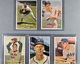 MLB 1957 Baseball Lot 5 Cards.