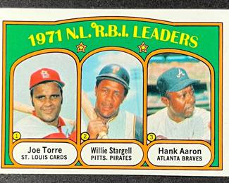 1972 MLB N.L. RBI Leaders Torre Stargell Aaron 87.
