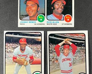 Reds MLB 1973 Topps Lot 3 Cards. Foster, Gullet, Bench HR Leaders