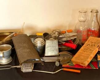 Assorted Vintage Kitchen Utensils And Decor
