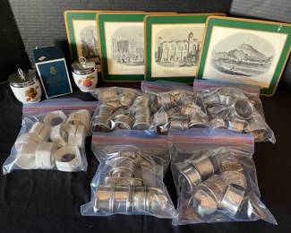 Vintage Royal Worcester Egg Coddlers, Large Collection of Silverplated Napkin Holders