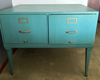 Vintage Painted Wood File Cabinet