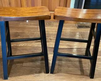 Two Wooden Counter Height Stools