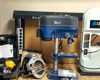 BD Circular Saw, GMC 5 Speed Drill Press, Delta Saw, Drill