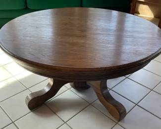 Vintage Round Wooden Pedestal Coffee Table