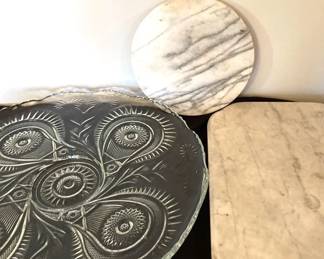 Glass Marble Serving Platters