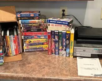 Samsung Blue Ray Disc Player, Memorex DVD Player, Samsung DVD VHS Player With Remote , DVDs VHSs