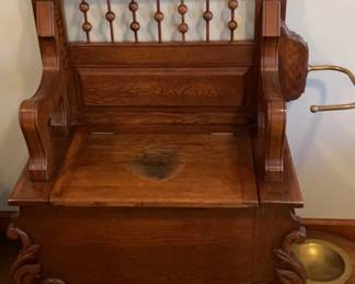 Hall Bench Seat with LiftUp for Storage Brass Umbrella Holder