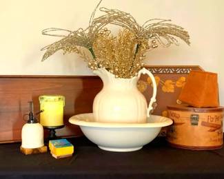 Assorted Home Decor Including Pitcher bowl, Trays, More