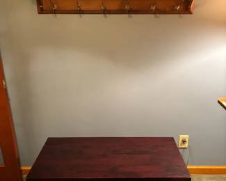 Vintage Wood Chest With Key, Gebr Schonau Wood Shelf With Hooks