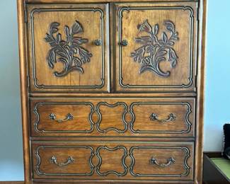 Vintage Berkley Gay Carved Wood Chest of Drawers