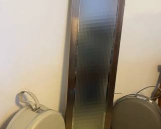 Tall Mirror and 2 Vintage Round Suitcases