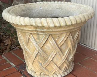 One of 2 concrete planters