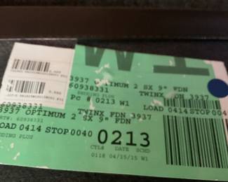 Label on king bed mattress