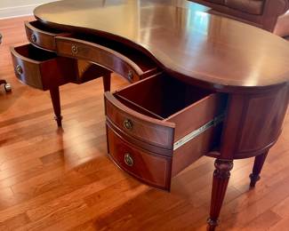 Desk with drawers open